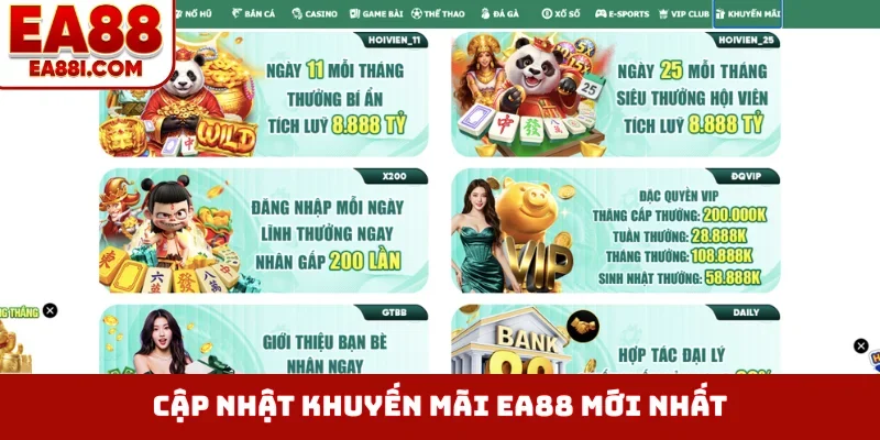 Cập nhật khuyến mãi EA88 mới nhất